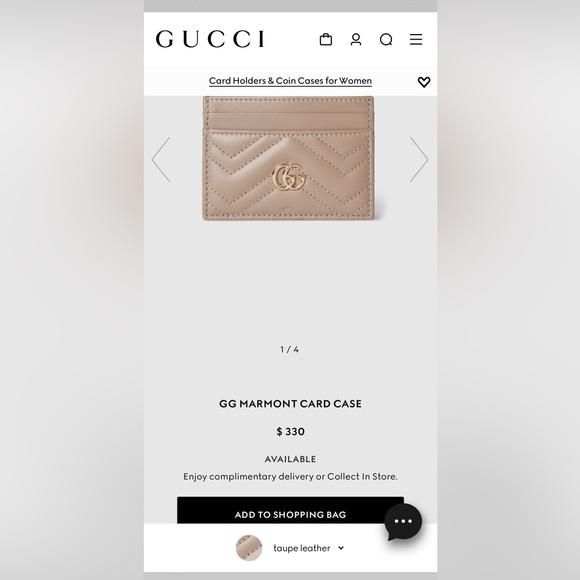 Taupe Leather Gucci Card Holder (Wallet) - Picture 1 of 10